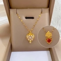 Collar de relicario de corazón de acero de titanio con circonita en joyero - Colgante de Cobre con Cadena de Acero de Titanio H111 (H111)