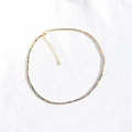 Elegant gold necklace featuring colorful zircon stones with adjustable lobster clasp - Gold Thin Rainbow Style (XL00031金)