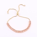 Pink rectangular zircon tennis bracelet with gold chain and adjustable pull closure - Slider Clasp Gold-Pink