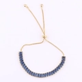 Adjustable gold tennis bracelet featuring rectangular blue zircons and clear crystal accents - Slider Clasp Gold-Royal Blue
