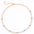 Tennis chain with light blue and white cubic zirconia in gold plating and lobster clasp - 18K Gold Plated / Blue Zirconia
