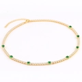 Gold plated tennis necklace with white round cubic zirconia and emerald green stones - 18K Gold Plated / Green Zirconia
