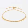 Macro shot of adjustable gold bolo bracelet featuring radiant yellow square-cut cubic zirconia - Yellow Zircon 2.5mm Bracelet