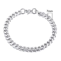 Detailed view of 7mm silver stainless steel Cuban link bracelet with lobster clasp closure - 7mm Silver