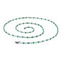 Minimalist silver steel chain necklace featuring green oval beads in a spiral layout - 500mm*2mm / Green