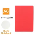 A6 red stitched notebook with 30 blank sheets and rounded corners 140x100mm - A6 Blank Notebook / Red