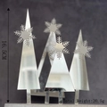 Set of four silver mirror acrylic Christmas tree cake toppers with snowflake cutouts - Snowflake Christmas Tree Silver White