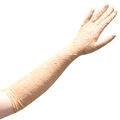 Gants longs de 43cm en dentelle beige pour femme protection UV conduite et cyclisme - Emballage carton / Chair