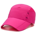Bright pink quick-dry baseball cap with laser-cut ventilation holes for sun protection - Adjustable / Rose Red