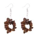 Natural tiger eye stone hoop earrings with silver-colored hooks on white background - Tiger Eye