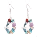 Detail of bohemian teardrop earrings made with colorful natural crushed stone beads - Colorful Stone