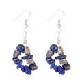 Detailed close-up of handmade natural blue lapis lazuli stone beaded dangle earrings - Lapis Lazuli