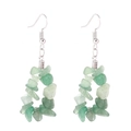 Detailed view of handmade triangular earrings with light green natural stone chips - Green Aventurine