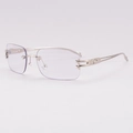 Gafas de sol plateadas sin montura con estrellas de metal en estilo estético Y2K de moda - Plata-Lentes Transparentes