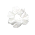 Scrunchie minimalista in raso di seta bianco perla con texture liscia e lucida - Bianco