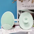 Light green silicone facial cleansing brush set with soft bristles and suction handle - Lake Blue