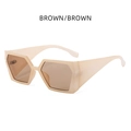 Lunettes de soleil carrées à la mode en beige champagne avec verres bruns - Monture Marron / Verres Bruns