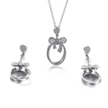 Set di gioielli a fiocco in argento con cristalli inclusi collana e orecchini pendenti - Colore Acciaio (KS117910-KSP)
