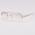 Lunettes de soleil sans monture en métal argenté avec relief étoile Y2K et verres - Argent-Verres Gris Dégradé Clair
