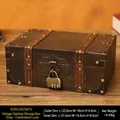 Caja de almacenamiento de madera gris vintage con cerradura de combinación y veteado - Pequeño Gris - Cerradura de Combinación