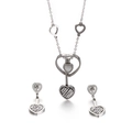 Set collana e orecchini a cuore in argento con design cavo e cristalli luminosi - Color Acciaio (KS118189-KSP)