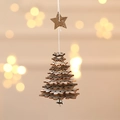 Detail of wooden snowflake pendant with a small bell against warm bokeh lights - Snowflake Style / Gray