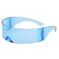 Futuristic one-piece transparent blue visor sunglasses for cyberpunk parties and styling - Blue