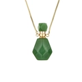 Faceted green gemstone perfume bottle pendant necklace with a golden chain for women - Green Aventurine