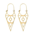 Golden stainless steel cutout geometric triangle earrings with bohemian vintage style - Geometric Inverted Triangle / Gold