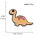 Detailed size specifications of an orange dinosaur enamel brooch showing 2.8cm x 2.0cm - Orange-Yellow Spotted Dinosaur