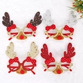 Sparkly reindeer Christmas glasses in red, silver, and gold for party celebration costumes - CHYJ-19 Sequin Big Antler Bow Nose Glasses