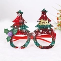 Christmas tree shaped festive glasses frames in red and green plaid for party favors - Style 28 Red Green Plaid Double Tree Merry Christmas