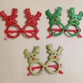 Glittering reindeer antler party glasses frames in red, green and gold colors - CHYJ-39 Colorful Mini Deer Head Glasses