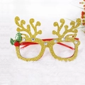 Christmas glitter reindeer glasses in red with golden antlers and rhinestone accents - CHYJ-29G Gold Pattern Antler Glasses