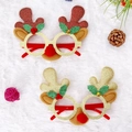Christmas reindeer glasses with red and gold antlers on festive party eyewear frames - CHYJ-36 Round Antler Glasses with Ears & Nose