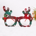 Christmas reindeer antler glasses frame with red green plaid fabric and snowflake pattern - CHYJ-3 Red Green Plaid Antler Glasses
