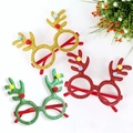Christmas reindeer glasses frames in gold red and green glitter for party gift decoration - CHYJ-08 Pom-pom Antler Glasses