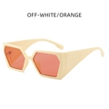 Lunettes de soleil hexagonales blanc cassé avec verres orange pour un style rétro moderne - Monture Blanc Cassé / Verres Orange