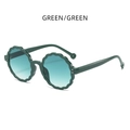 Green wave-framed round sunglasses for children featuring gradient green lenses - Green/Green