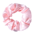 Single pink 3.5cm 100% mulberry silk scrunchie with a glossy satin finish and folds - Light Pink