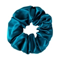 Teal 100% mulberry silk scrunchie with smooth satin texture for hair care - Teal