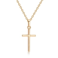 Hip hop style gold cross necklace with square zircon pendant for men and women - Simple Style / Gold