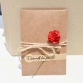 Brown kraft paper envelope with a red paper rose, hemp rope bow, and 'Especially for you' text - Small Red Rose / 7x10.5cm