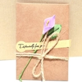 Handmade brown kraft paper card with purple Calla Lily flower and jute twine decoration - Purple Calla Lily