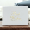 Elegant white folded greeting card with gold foil Best Wishes lettering on wood - Best Wishes Bronzing Greeting Card (371-F)