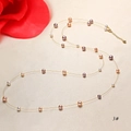 Close-up of multicolor freshwater pearls on a delicate gold chain style 3# - Double Layer Sweater Chain (3#)