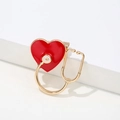 Creative red enamel heart brooch with gold stethoscope design for doctors and nurses - Heart Stethoscope