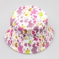 Detail view of white sun hat with colorful hearts and You are Special print - No.5 Purple Rose Heart