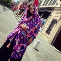 Cotton linen large colorful geometric shawl with tassels for sun protection and beach travel - 180*90CM / 37203-Pink Purple Geometric