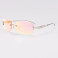 Lunettes Y2K sans monture avec verres dégradés orange et accents d'étoiles en métal - Argent-Verres Miroir Rouge/Orange